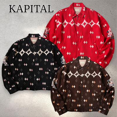 KAPITAL Rayon twill Ainu Mosir print drizzler jacket K2510LJ122