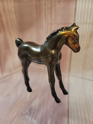 Scultura cavallo puledro miniatura ottone vintage made in USA - Foto 4 di 9