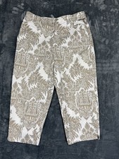 Gloria Vanderbilt Womens Capri Pants Beige White Floral Size 14