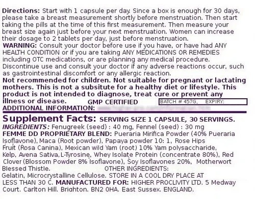 RASSODAMENTO INGRANDIMENTO E AUMENTO DEL SENO INTEGRATORE PILLOLE DONNA FEMME DD - Foto 7 di 7