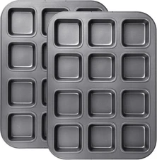 2 Pack Brownie Pan, Non-Stick Bakeware for Bread and Loaf, Heavy Duty Carbon Ste