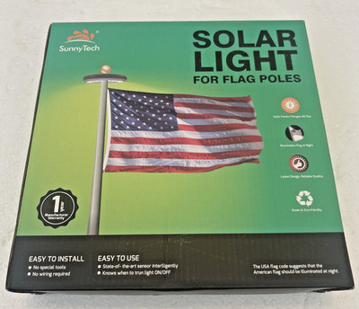 Sunnytech Solar Power Flag Pole Flagpole Light Auto Active Green Energy Facto...