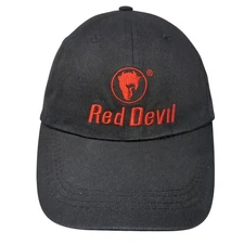 Red Devil Strapback Baseball Cap Black One Size Adjustable Embroidered 6 Panel