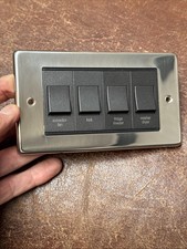 Polished Chrome 4 Gang Custom Grid Switch Panel Kitchen Appliance - Black Switch