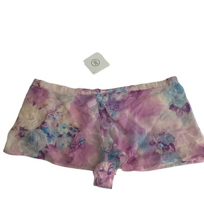 La Perla Silk Floral Sheer slit Panty Shorts Pink Purple Size 3 Italy EU 40