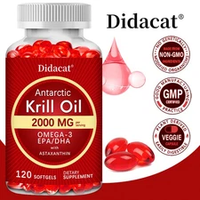 Antarctic krill oil supplement for brain and heart health with omega-3