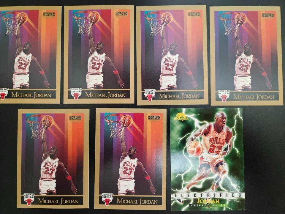 Lote de 7 cartões de basquete Skybox NBA Michael Jordan 1990 e 1996 #'s 41 + 278 - Imagem 3 de 4
