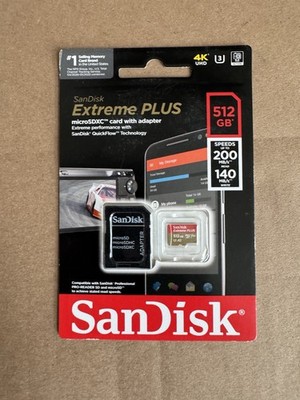 SanDisk Extreme PLUS 512GB microSDXC UHS-I Memory Card Authentic. New