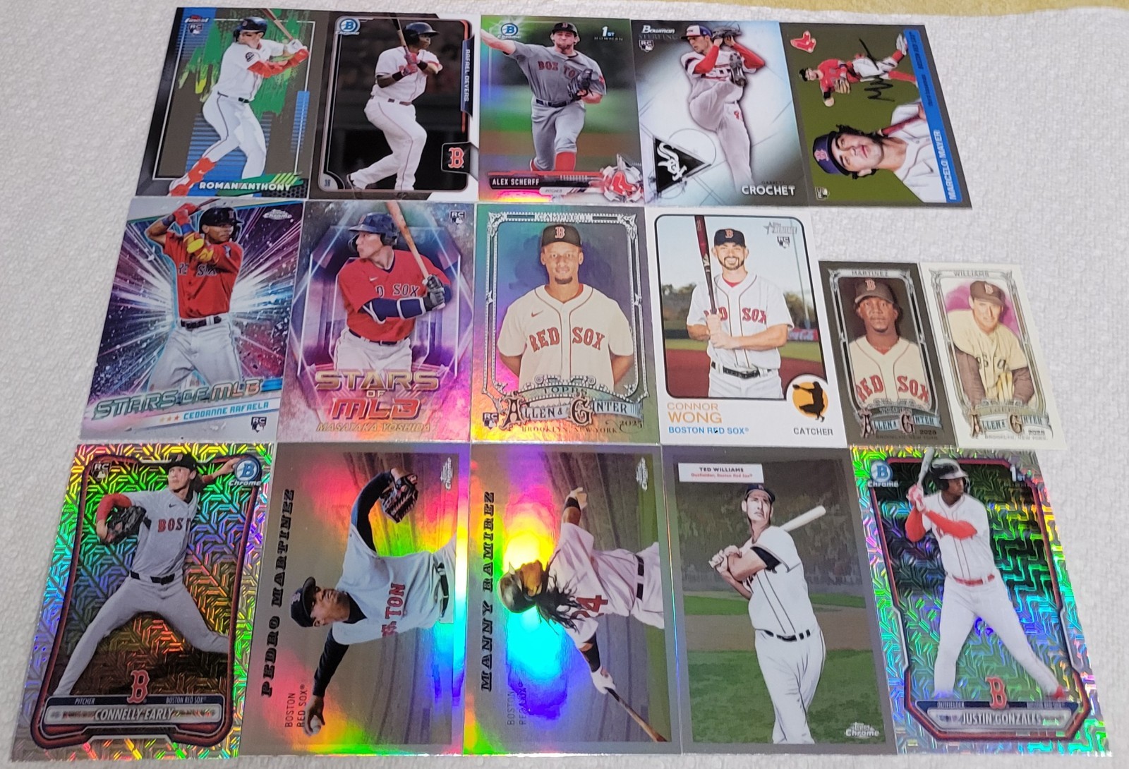 Roman Anthony, Miguel Bleis, Rafael Devers, Red Sox RC patch auto ref SP (132) view 8
