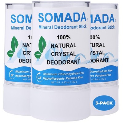 Crystal Deodorant Stick for Women and Men, 4.25 oz/120g - 100% Natural Alum S...