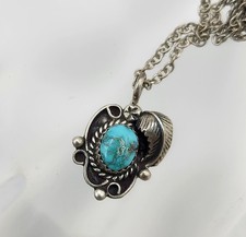 Vintage Native American Navajo Will Secatero Sterling Silver & Turquoise Pendant