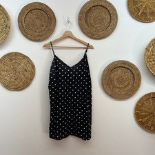 Victoria's Secret Black White Polka Dot Lace Trim Night Gown Mini Dress Large