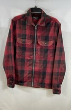 Giacca sovracamicia uomo AllSaints rossa nera loggia bufalo a quadri misto lana taglia M