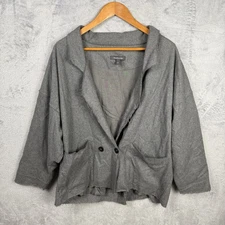 Grade & Gather Womens Blazer Jacket Size S/M Gray Wool Blend Lagenlook Preppy