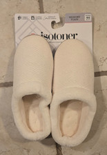 NEW Isotoner Memory Foam Slippers Pillow Step Cream Size Small 6.5 - 7