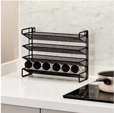 Black 4 Tier Metal Spice Rack Organizer
