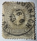 GERMANY DEUTSCHES REICH 50 PFENNIG CROWN & EAGLE STAMP - USED — photo 1