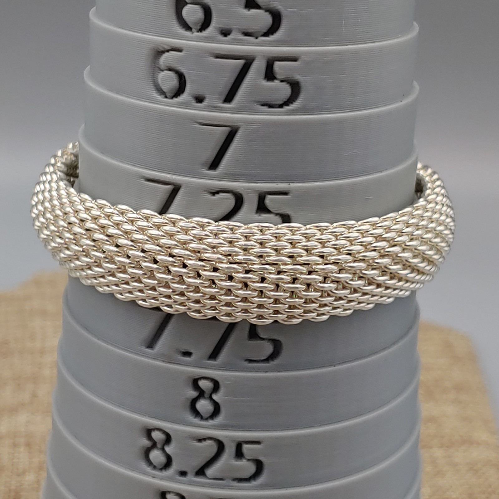 Tiffany & Co. Somerset 925 Sterling Silver Mesh Bangle Bracelet 7.5" 15mm 58.6g