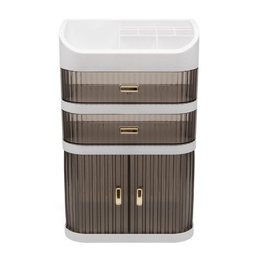 Cosmetic Organizer Storage Box Sliding Door Drawer Desktop Multifunctional St...
