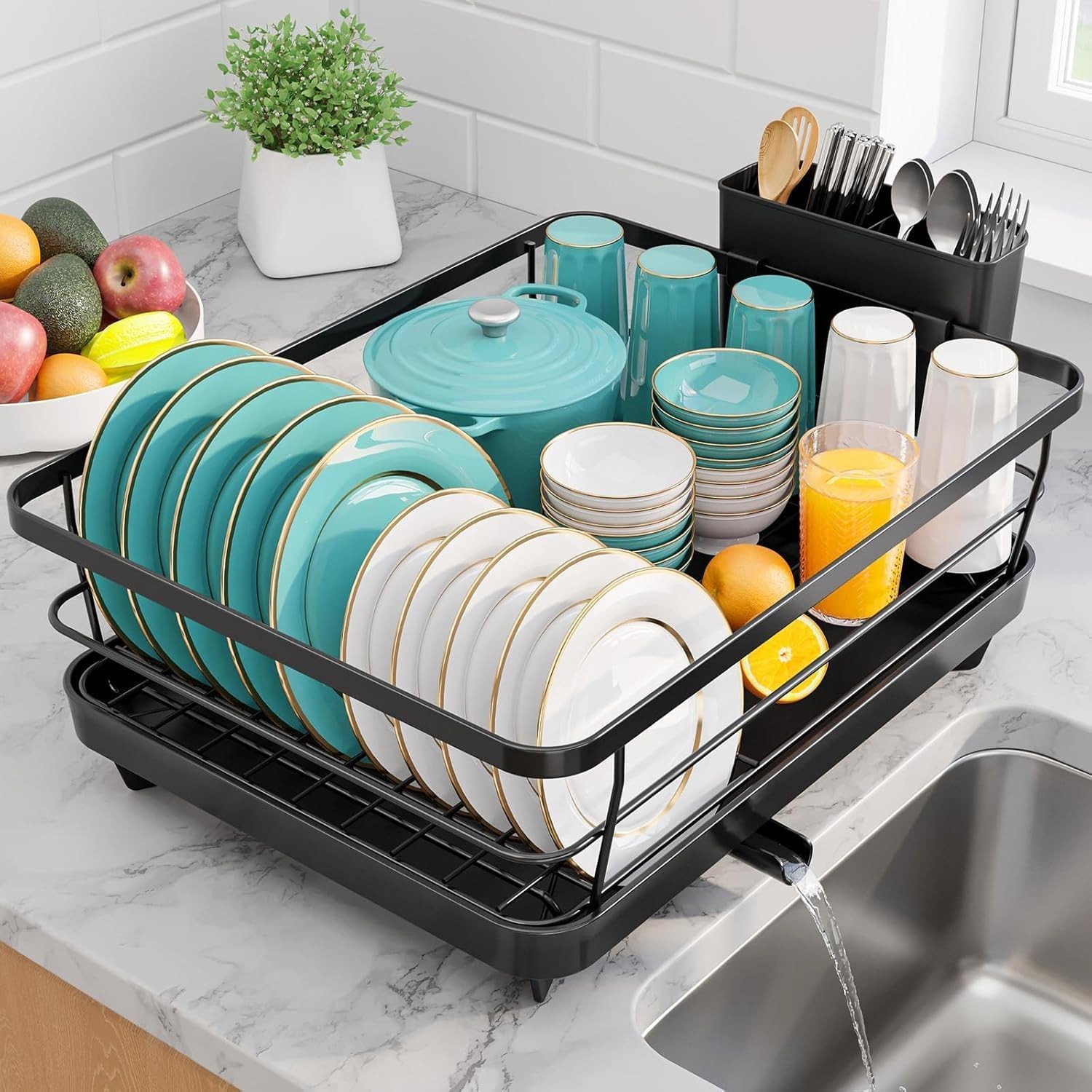 Dish Drying Rack - Stainless Steel Dish Rack with Drainboard