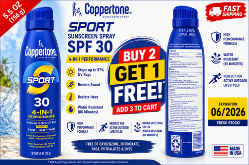 Coppertone Sport 4-in-1 Performance SPF 50 Sunscreen Spray