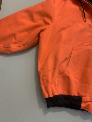Vintage Carhartt Blaze Orange Active Hooded Work Jacket Made In
