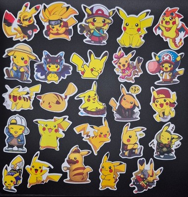 100 Pc Pikachu Stickers Pokemon Sticker Pack Decal Set Pokeball Flying Balloon