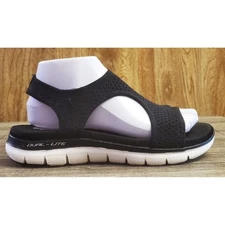 Skechers Flex Appeal 2.0 Deja Vu Sandals Women's Size 8 Black