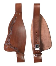 Horse Western Adult Tooled Genuine Leather Replacement Saddle Fenders 5225