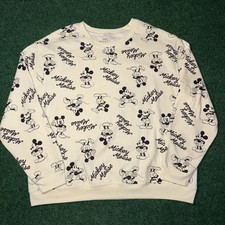 Disney Mickey Mouse Printed Crewneck Women's Size 3X White Black W22