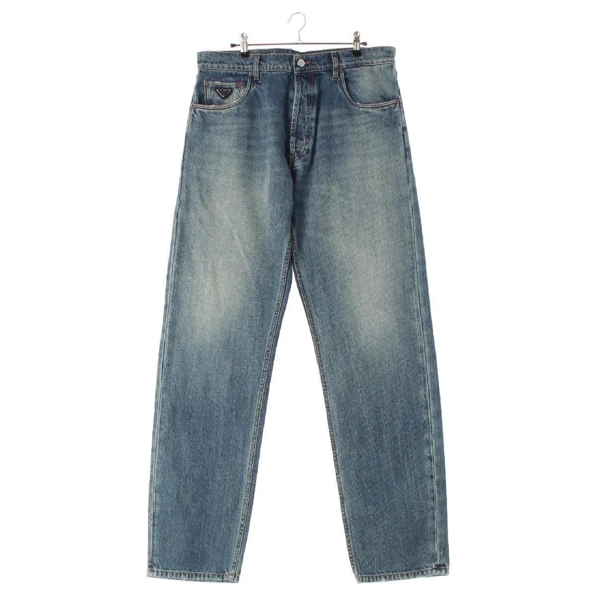 Pantalone jeans Prada 24SS denim triangolo logo 5 tasche GEP374 blu indaco 33