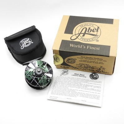 abel pt 5 fly reel Abel Pt. 5 Fly Fishing Reel. Green, Black, Silver Spider. W/ Box & Case.  USA