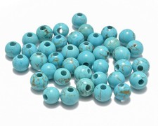 AD Beads Natural Gemstone 8mm Round Loose Big Large, Blue Turquoise