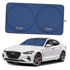 Car Windshield Sun Shade  Premium Reflective Sunshade with 300T Medium blue