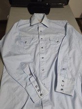 Vintage H Bar C Ranchwear Long Sleeve Shirt Mens Medium USA Western Pearl Snaps