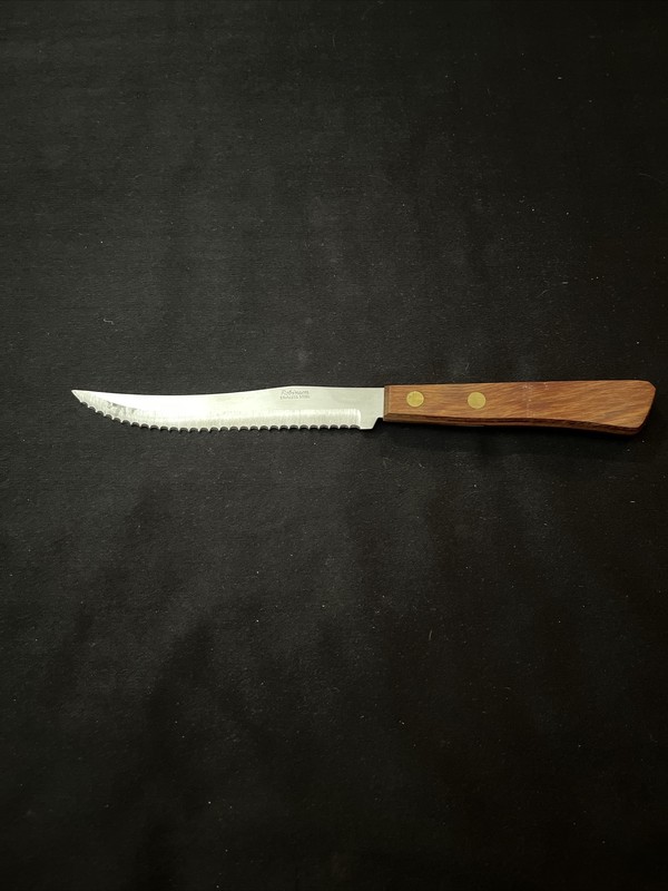 Vintage Robinson Stainless Steel 4-1/2” Steak Knife Wood Handle