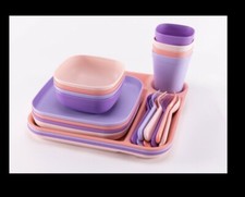 24pc kids Picnic dinner set,no bpa,microwave Safe,dishwasher Safe,Pastel P/P Set