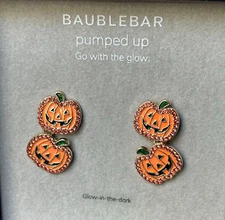 Baublebar PUMPED UP Pumpkin Bling Dangle Pierced Earrings HALLOWEEN New NIB