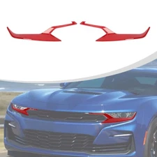 2x Red Front Headlight Lamp Decor Strips ABS Cover Trim For Chevy Camaro 2019+ 