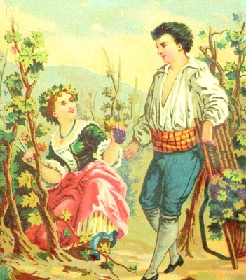 1870's-80's Au Printemps Lovely Autumn Poem French Victorian Trade Card F86