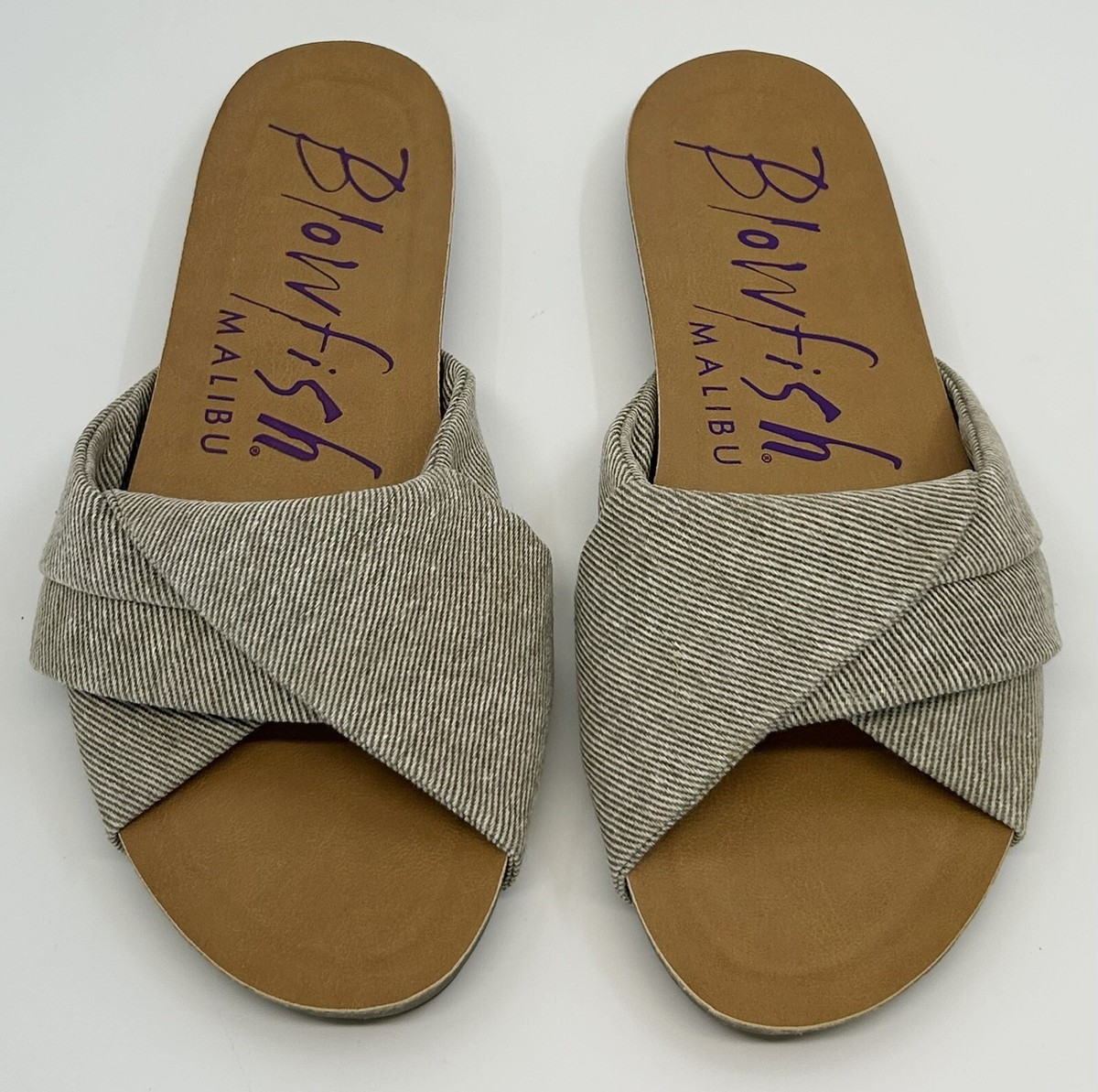 Blowfish Malibu Garlisss Light Taupe Smoked Twill Open Toe Slide