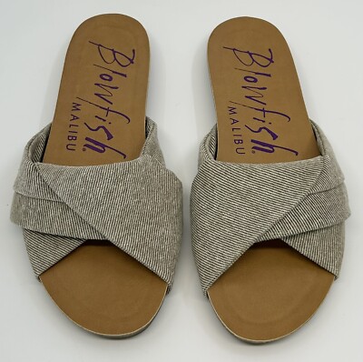 Blowfish Malibu Garlisss Light Taupe Smoked Twill Open Toe Slide