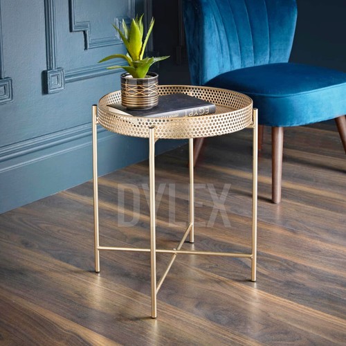 Tromso Gold Tray Metal Coffee Table With Removable Tray Top Max Loading