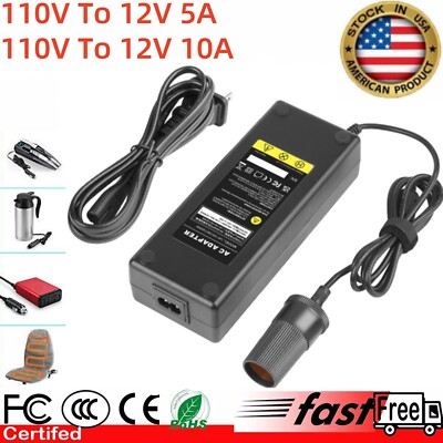 #ad 110V Mains Plug To 12V 5A 10A Power Supply Adapter Car Cigarette Lighter Socket $11.99