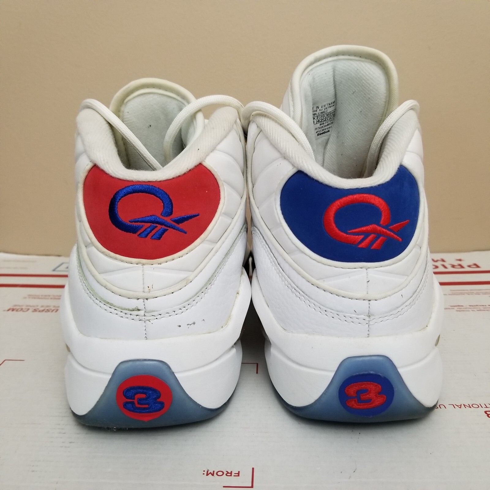 Reebok Question Mid Double Cross Shoes Blue Red Allen Iverson Basketball Size 9