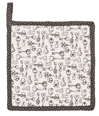 Topflappen Baumwolle 20 x 20 cm schwarz weiß Key To My Heart Clayre & Eef