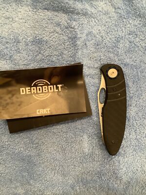 CRKT Trask Folding Knife Plain Edge Deadbolt Lock Satin D2 Model 5375