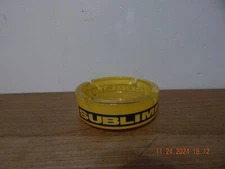 Sublime Hand Painted Ashtray Cigar Ash Tray  4 1/4 " Round GRUNDGE YELLOW