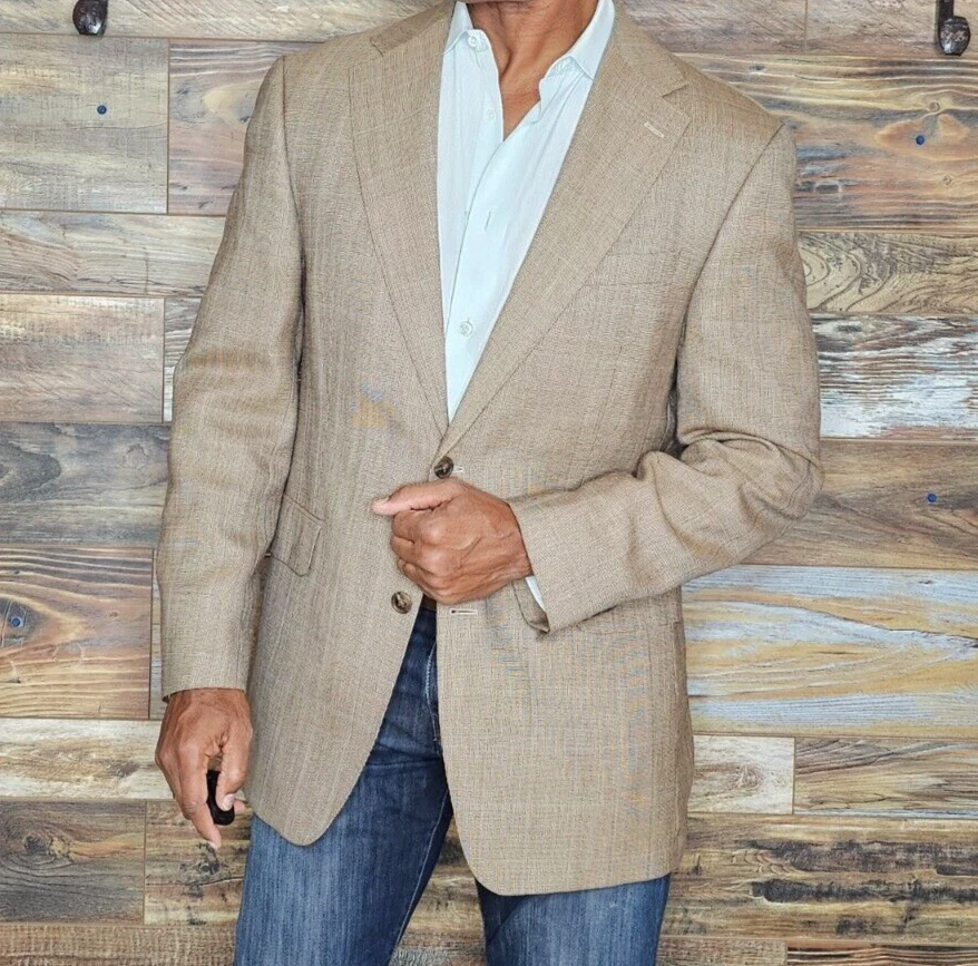 Blazer deportivo Arnold Brant lana bambú bronceado cuadros doble ventilación 41R *EXCELENTE* Foto 4 de 4