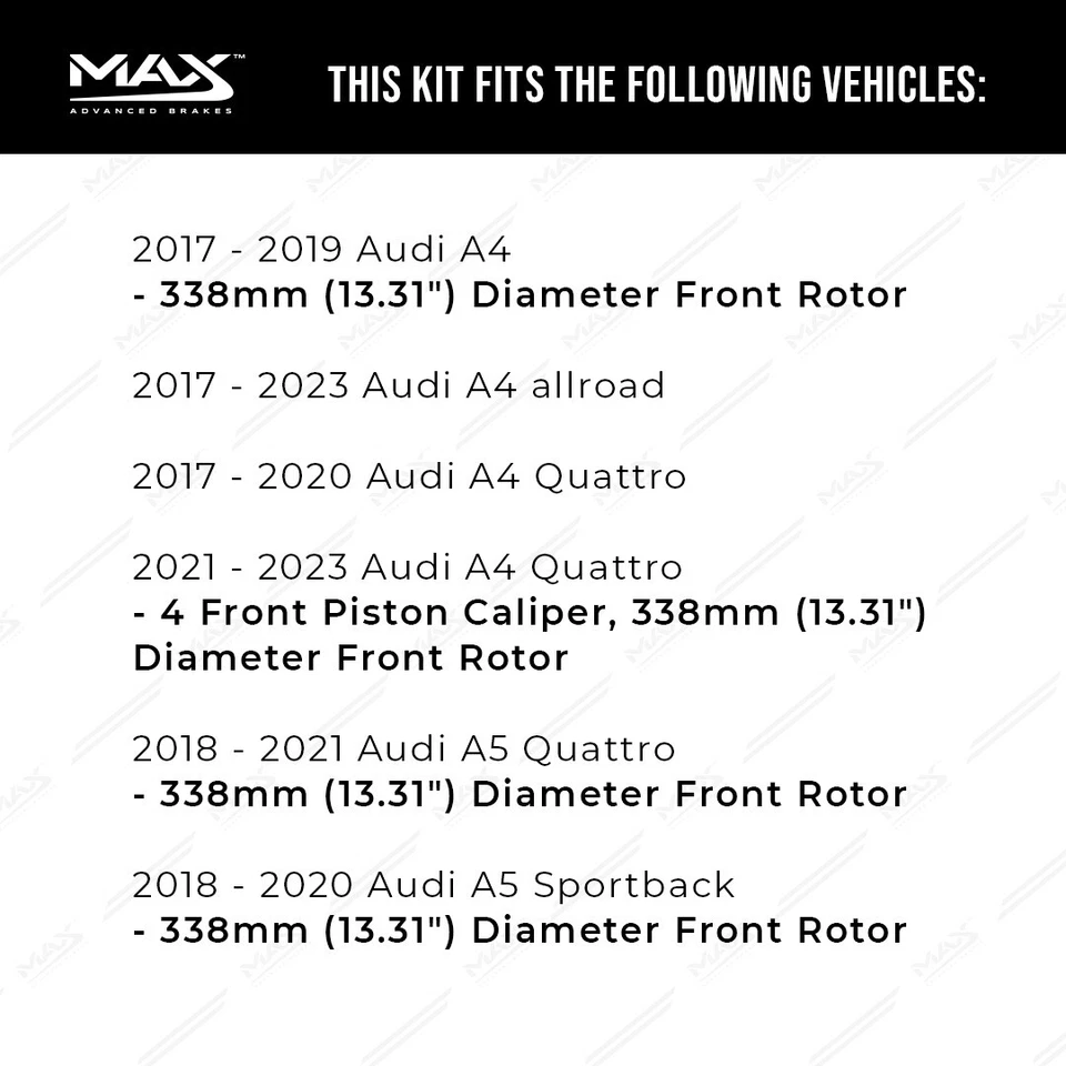 Front Drilled Slotted Rotors + Pads for 2017 2018 2019 2020-2023 Audi A4 A5 Q5 Foto 2 de 4